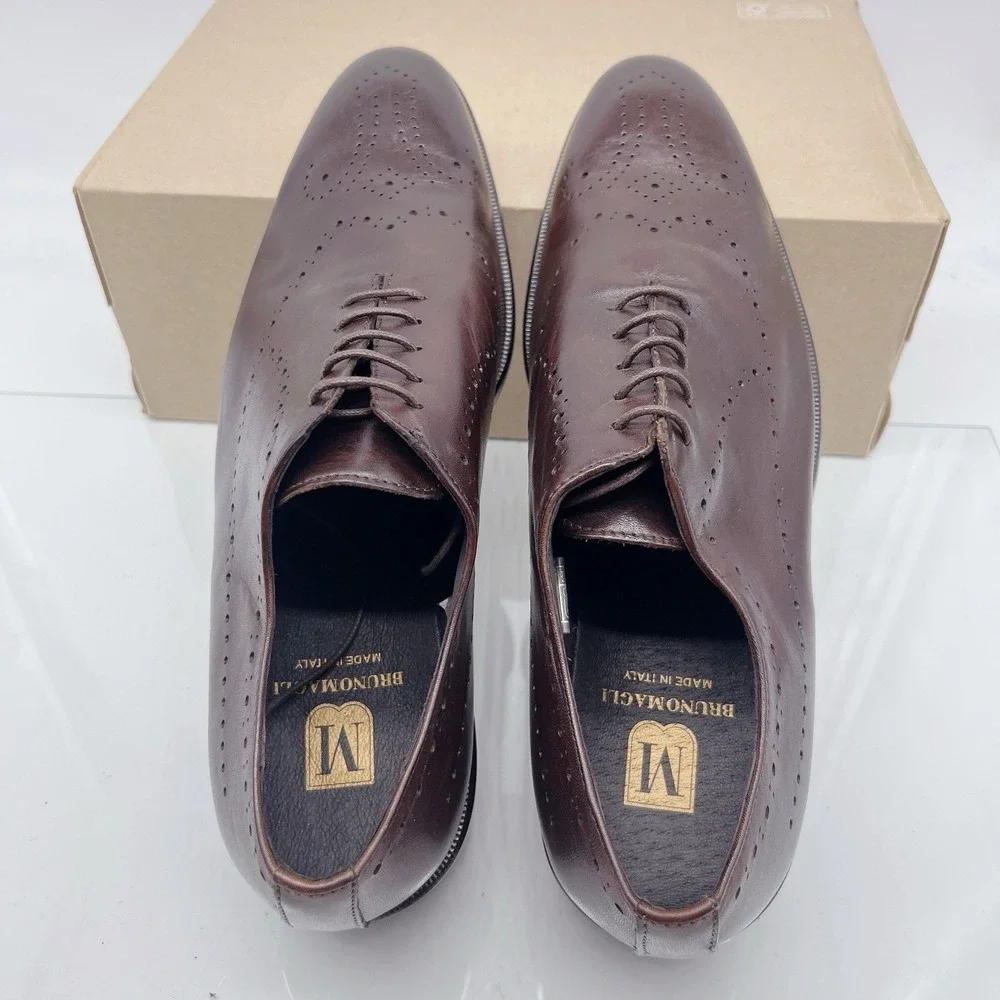 Bruno Magli Nicole Men's Oxford Derby Dress Shoes Brown Leather Lace Up US 11.5